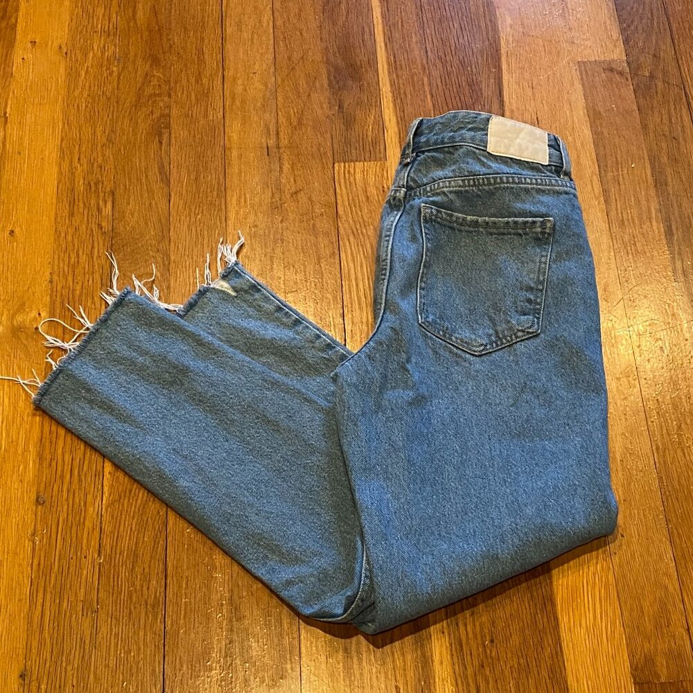 Zara Raw Hem Hidden Button Fly Jeans Size 4